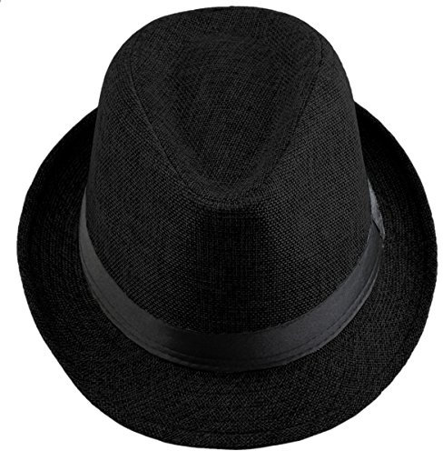 Shanxing Fedora Hut Herren Trilbyhut Panamahut Sonnenhut Hüte Jazz Kappe, 011-Schwarz, one size