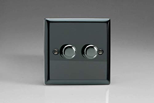 Varilight 2-Gang 2-Way V-Pro Push On/Off Rotary LED Dimmer 2 x 0-120W Iridium