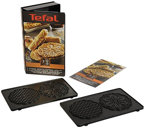 Tefal XA8007 Snack Collection Platte Feingebäck/Bricelets Nummer 7 | passend für Tefal SW85XX Snack Collection | Inklusive Rezeptbuch |praktische Aufbewahrungs-Box | Schwarz