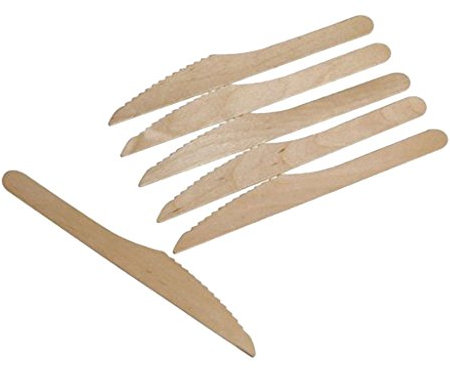 100pcs Abedul Kit De Cubiertos Desechables De Madera Spork - Cuchillos