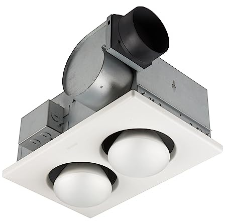 Broan-Nutone 164 Bulb Heater and Fan, Energy-Saving 2-Bulb Infrared Type IC Ceiling Heater, White, 250-Watt, 4.0 Sones, 70 CFM