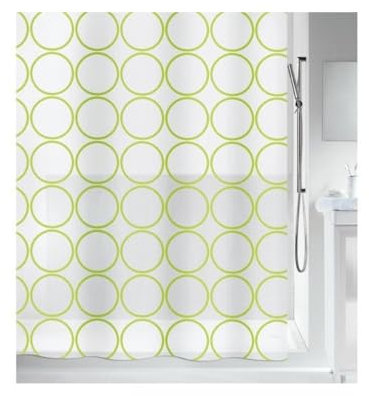 Spirella Anti-Schimmel Duschvorhang Ando Anti-Bakteriell, waschbar, wasserdicht PEVA 180x200cm Weiß Grün