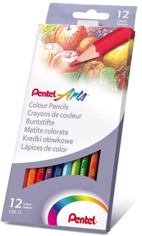 Pentel CB8-12U Buntstift, 12 Farben, aus FSC-zertifiziertem Holz