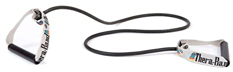 TheraBand Widerstandstrainer Bodytrainer Tubing mit festen Griffen Schwarz | Extra schwer, OneSize