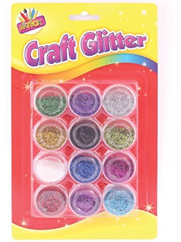 12 Glitter Pots Assorted Metallic Colours