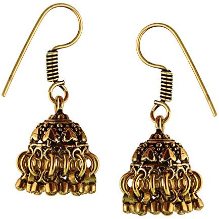 Chic-Net Ohrringe Halbkugel Herzen Schlösser Messing antik golden Ohrhänger nickelfrei Piercing Tribal