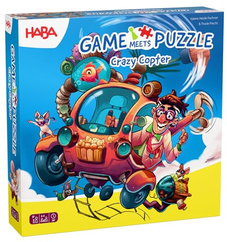 HABA Game Meets Puzzle – Crazy Copter – 2-in-1 Spiel & Puzzle mit 2 Schwierigkeitsstufen, ab 5 Jahren – Strategiespiel für Kinder – 2012215001