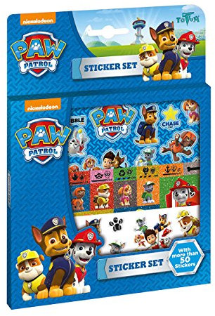 Totum BJ720022 Patrol Stickerbox mit 3 Stickerbögen und über 50 Stickern mit Chase, Marshall, Rocky, Zuma, Rubble, Skye und Everest – TM Essentials 720022