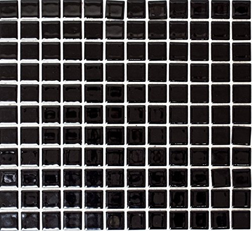Mos18-0302 Lot de 10 carreaux de mosaïque en céramique Noir brillant