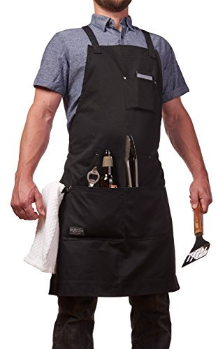 Hudson Durable Goods Berufsgrad-Chef-Schürze für Küche Schwarz M Bis XL
