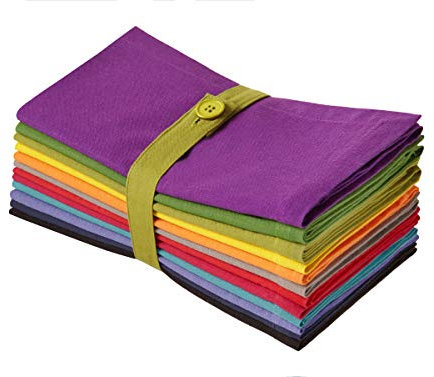 Cotton Craft - Napkins, 100% Cotton, 20 x 20 Oversized - Set Contains Magenta, Lime, red, Stone, Black, Lavender, Grape, orange, Teal, Navy Blue, Mustard and Leaf, Cotton, Blue, 20x20