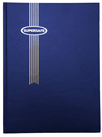 Supersafe Briefmarkenalbum Einsteckbuch mit 16 schwarzen Seiten und Pergamin-Zwischenblättern, blauer Einband, B 4/8