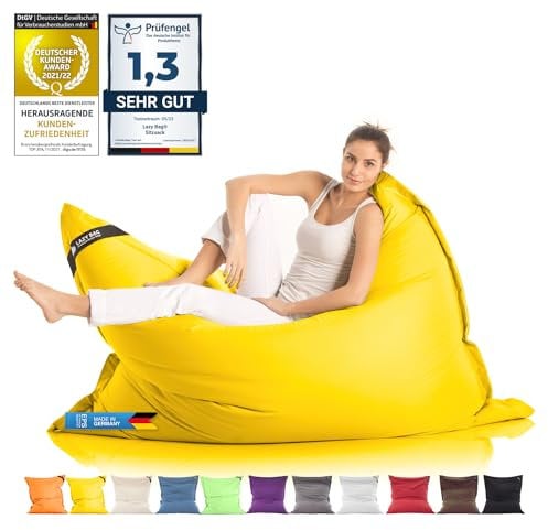 LAZY BAG Riesen-Sitzsack Classic XXL 140x180 cm | Sitzkissen 2-in-1 für relaxtes Sitzen & Liegen | Bequeme Indoor & Outdoor Momente Dank 4 Mio. EPS-Perlen für perfekte Ergonomie | waschbarer Bezug