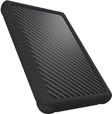 Icy Box IB-223U3a-B Externes Gehäuse für 2,5 (6,35 cm) SATA HDD/SSD mit USB 3.0 Anschluss (UASP), SATA III, Carbon-Look, Silikonschutz (schwarz)