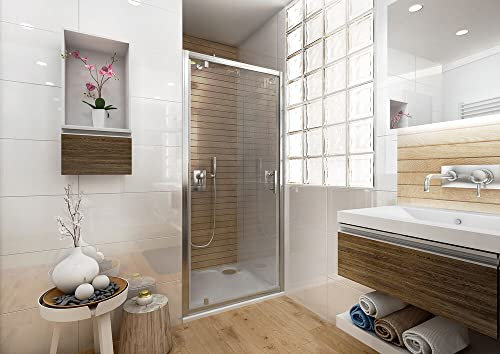 Porte de douche Ancoswing pivotante 100x190cm, verre sécurité transparent 5mm, profilé argent