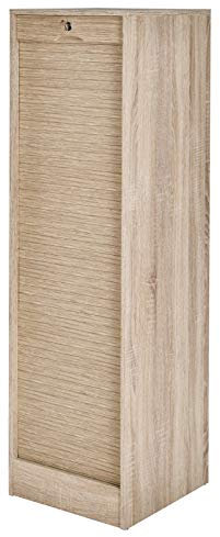 SIMMOB Classeur à Rideau 8 Tablettes 1 Kit Dossiers Serrure L 41,4 H 140,4 P 44 cm - Chêne Naturel