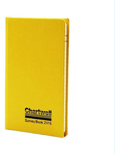 Exacompta - Ref 2416Z - Chartwell Casebound Level Survey Book - 192 x 120mm in Size, Excellent Strength When Wet, Ideal for Use Outside, Pre-Printed Pages, Yellow
