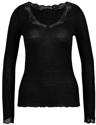 Calida Damen Richesse Lace Langarmshirt, Ws Schwarz, 40-42