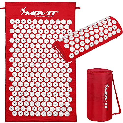 MOVIT® Akupressurmatte, Modell »TUINA« (75x44x2,5cm) inkl. Kissen & Tasche, schadstoffgeprüft, Bezug 100% Baumwolle, rot, Massagematte