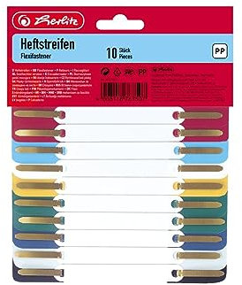 Herlitz 8767501 Heftstreifen, 34 x 150 mm, PP-Folie, farbig sortiert