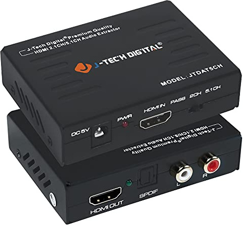 Aode forJ Tech Digital Premium HDMI till HDMI + Audio (SPDIF + RCA-stereo) ljudextraktoromvandlare (senaste modell 2014 år)