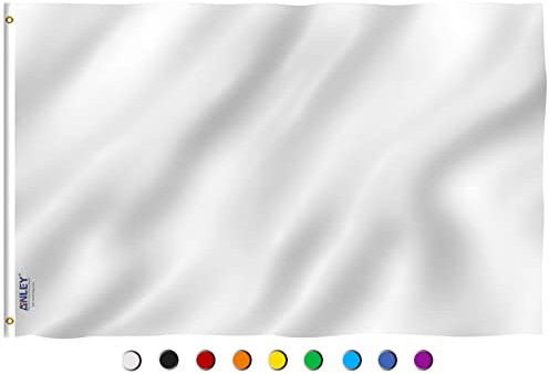 Anley Fly Breeze Bandera Blanca sólida de 3x5 pies - Color Vivo y Resistente a la decoloración UV - Encabezado de Lienzo y Doble Costura - Banderas Blancas Lisas Poliéster con Arandelas