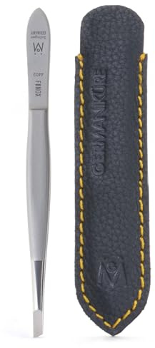 GERMANIKURE Slanted Tweezers in Leather Case - Made in Solingen Germany