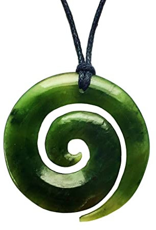 Nephrite Jade/Greenstone Pounamu Koru Kettenanhänger aus Neuseeland