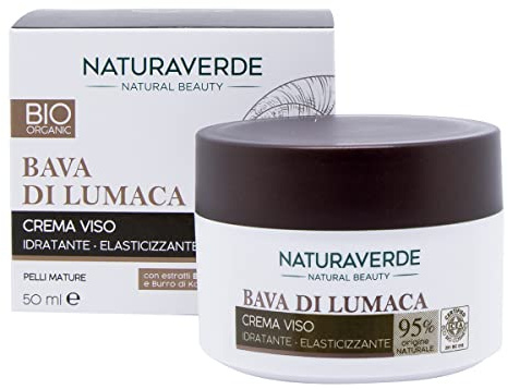 Naturaverde | BIO - Crema Viso Idratante, 50ml | Crema Viso alla Bava di Lumaca, Crema Viso con Estratti BIO di Camomilla e Burro di Karitè, Certificata ICEA
