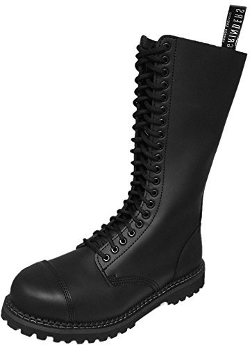 Grinders Herald 2015 Stivali Nero Opaco Militare Punta di Sicurezza in Metallo Unisex Punk del motociclo40