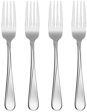 Oneida 2865004B Flight Everyday Flatware Dinner Forks, Set of 4, 18/0 Stainless Steel, Silverware Set