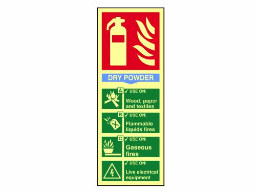 Scan SCA1593 Self Adhesive PVC Sign - Fire Extinguisher Composite - Dry Powder - Photoluminescent 75 x 200mm