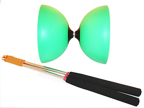 Henrys Circus Diabolo GRÜN mit ULK2 schwarz + Henrys Alustäbe