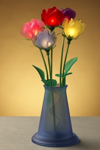 Dapo Tischleuchte Rosen Blumen, bunte dekorative Lampe Kinderleuchte Dekolampe