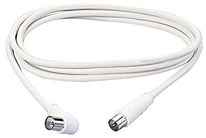 Poly Pool PP0619 Cavetto Coassiale TV - Antenna, Spina Assiale e Spina 90° Ø 9,5 mm, 1,5 metri, Bianco