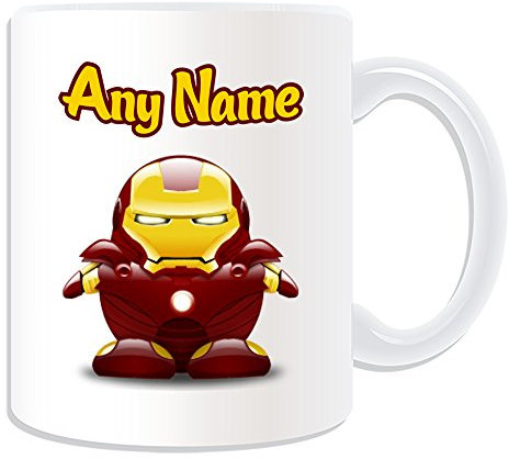Personalised Gift - Tony Stark Mug (Penguin Film Character Design Theme, White) - Any Name / Message on Your Unique - Costume Movie Superhero Hero Marvel Comics Avengers Guardians Galaxy Iron Man