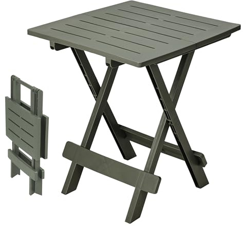 Spetebo Kunststoff Klapptisch, Waldgrün, 45 x 43 cm | Garten Beistelltisch, Klappbar, Campingtisch, Balkontisch