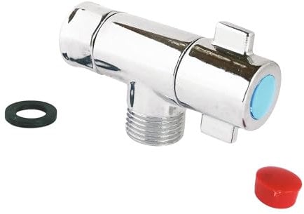 SOMATHERM FOR YOU, Robinet d'arrêt sous lavabo design compact, monobloc en laiton chromé, écrou tournant 3/8, sortie mâle 3/8, manette 1/4 de tour, norme ACS, idéal pour espaces réduits