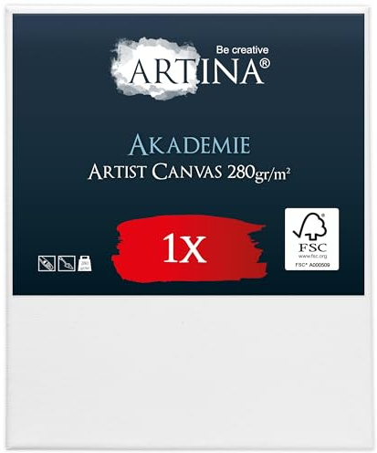 Artina Keilrahmen FSC® Leinwand zum Bemalen für Acrylfarben Baumwolle | 50x60cm Weiß bespannte Leinwände zum malen Canvas Künstlerbedarf Malleinwand Aquarell Ölfarben Akademie