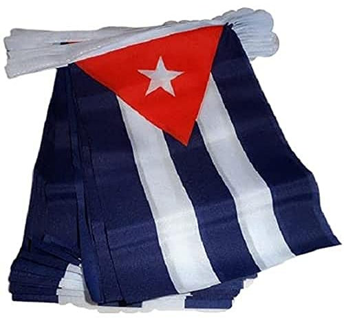 AZ FLAG Guirnalda 4 Metros 20 Banderas de Cuba 15x10cm - Bandera Cubana 10 x 15 cm - BANDERINES