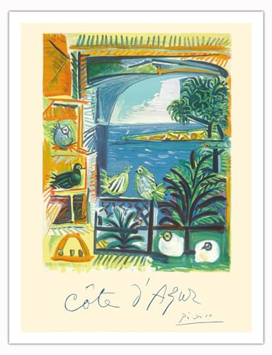Côte d’Azur - Picasso’s Studio Pigeons Velazquez - Vintage Retro Welt Reise Plakat Poster von Pablo Picasso c.1962 - Kunstdruck - 51cm x 66cm