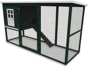Elmato 11015 Hasenstall, Hühnerstall, Käfig mit Freilauf grün, 233x85x127cm