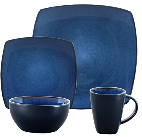 Gibson Elite 98770.16RM Soho Lounge Reactive Glaze Stoneware Geschirrset, Steinzeug, blau