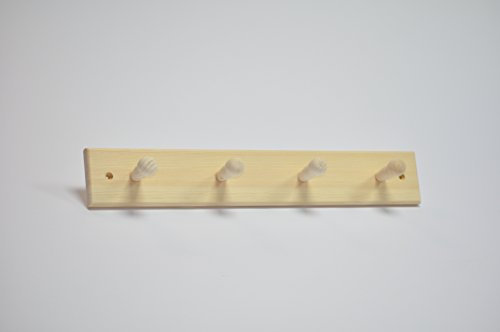 Garderobe Hakenleiste Garderobenleiste Kleiderhaken Echtholz Kiefer natur mit 4 Haken 380 x 60 x 60mm