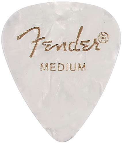 Fender Premium Celluloid Guitar Picks 351 Shape, Guitar Accessories, White Moto, Medium, 144-Pack