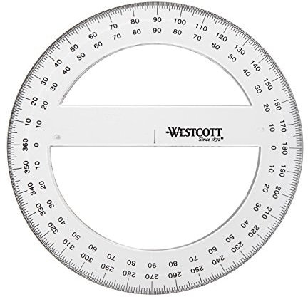 Westcott E-10136 00 Goniometro, circonferenza intera, plastica, 15 cm, trasparente