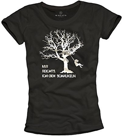 Lustiges Damen Shirt mit Spruch Mir REICHTS ICH GEH SCHAUKELN schwarz Größe S