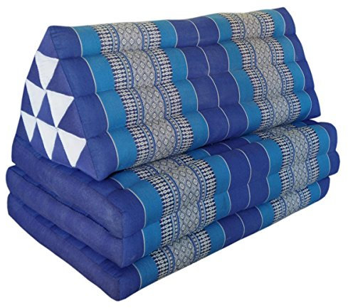 Kapok Thaikissen, Yogakissen, Massagekissen, Kopfkissen, Tantrakissen, Sitzkissen - Blau (Kissen mit DREI Auflagen XXL 79x53x46 (82218)