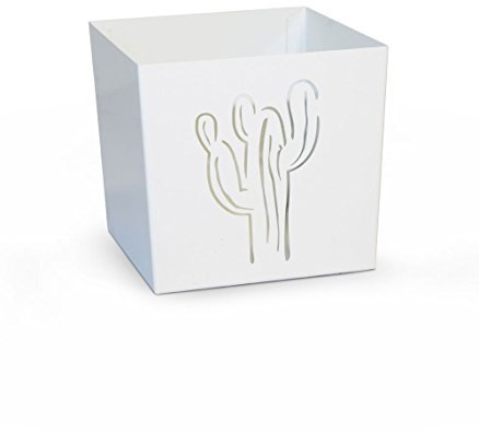 Alubox Kalì Portavaso Cactus, Acciaio, Bianco, 13x13x12 cm