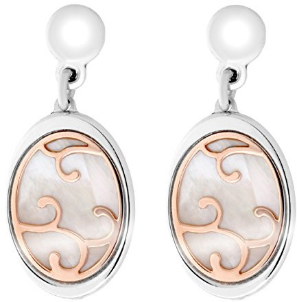 Orphelia Damen-Ohrhänger Ohrschmuck 925 Silber teilvergoldet Perlmutt creme-ZO-7165